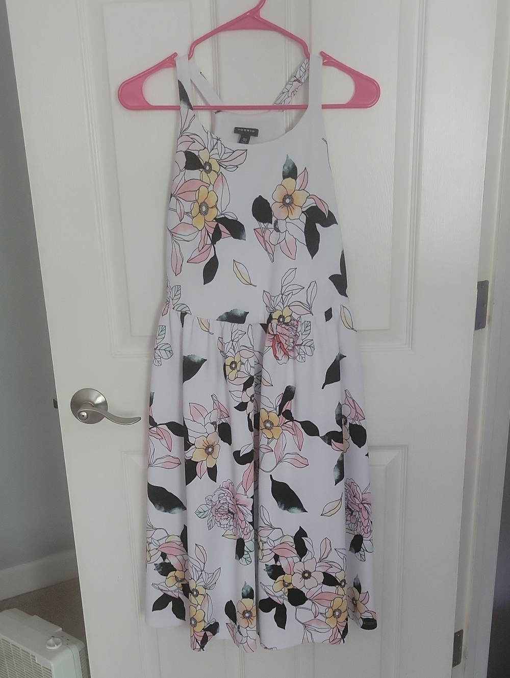 torrid White Floral Maxi Dress with Pink & Yellow Flowers